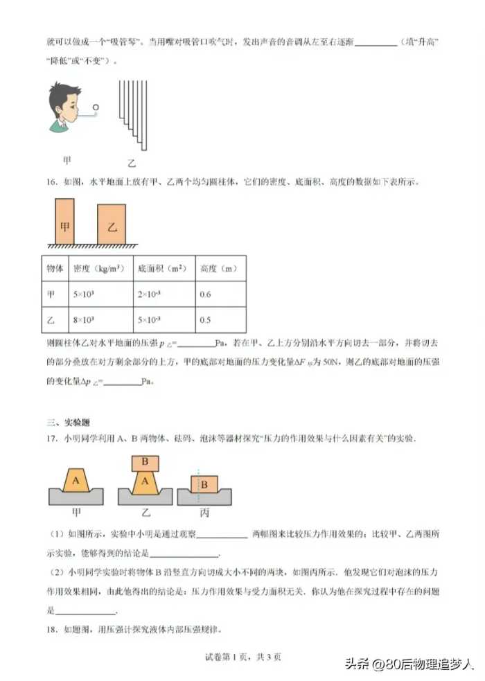 2024年中考物理复习专题：压强（含答案）