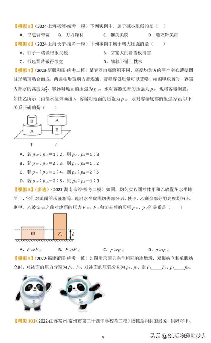 中考物理一轮复习：第九讲《压强》